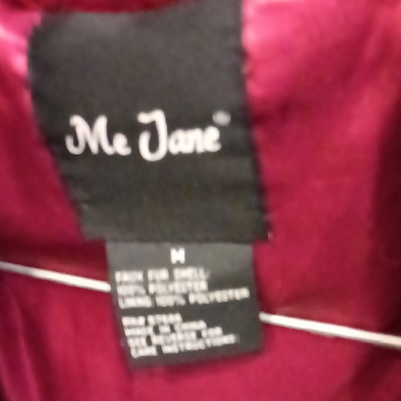Me Jane Red Teddy Jacket Plush Cozy Design - Picture 2 of 4